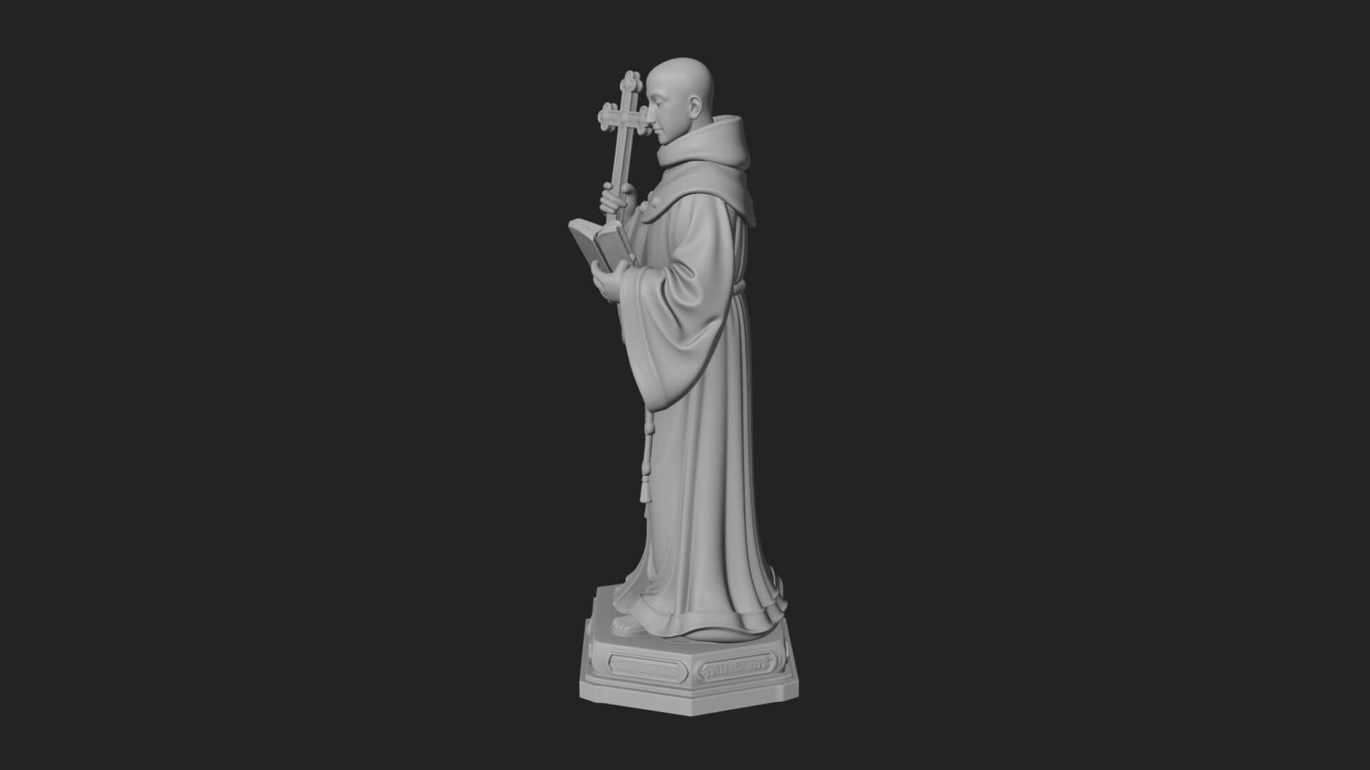 Robed Monk Saint Statue Design 1 3D Print Model 3D Model