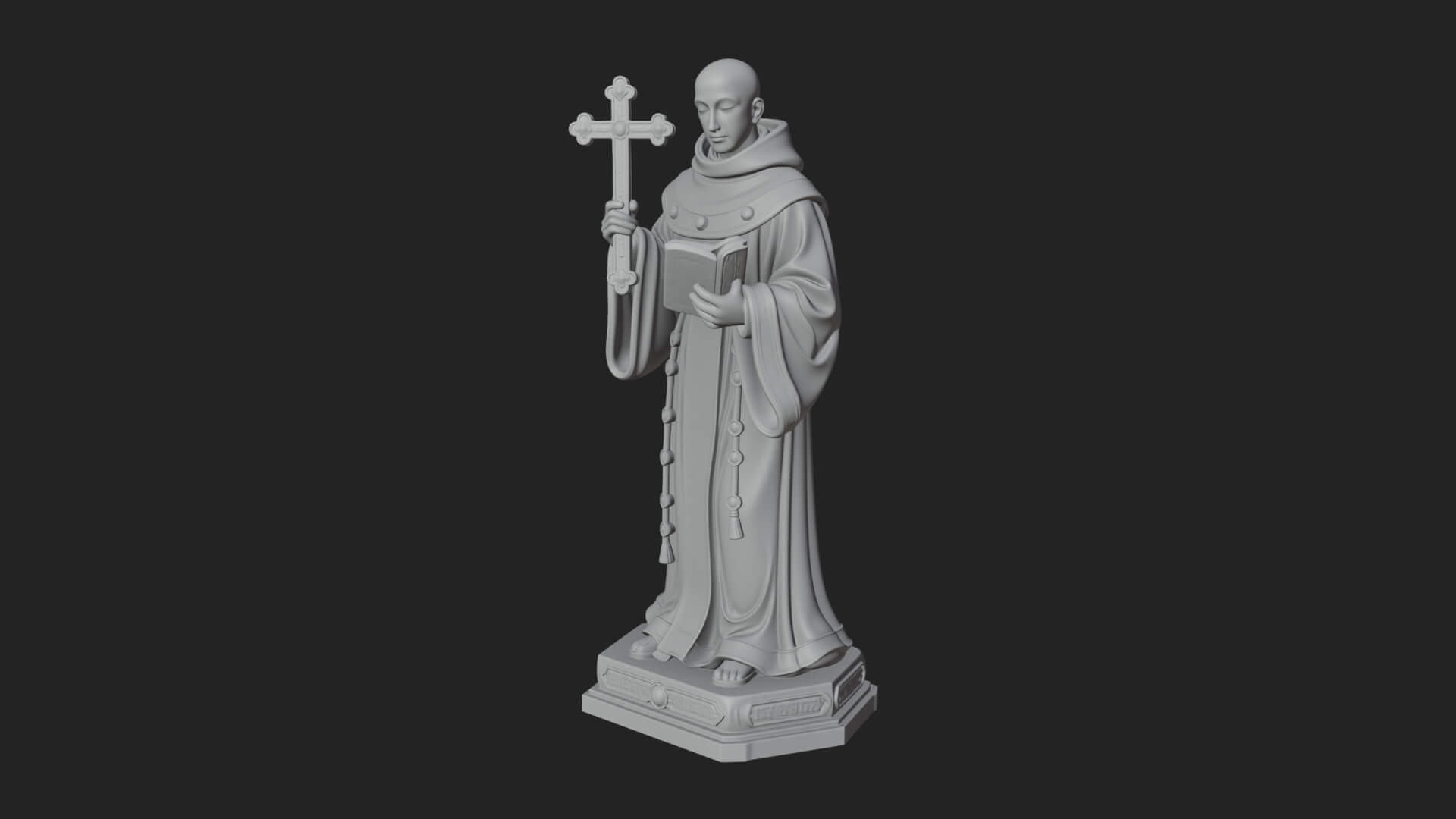 Robed Monk Saint Statue Design 1 3D Print Model 3D Model