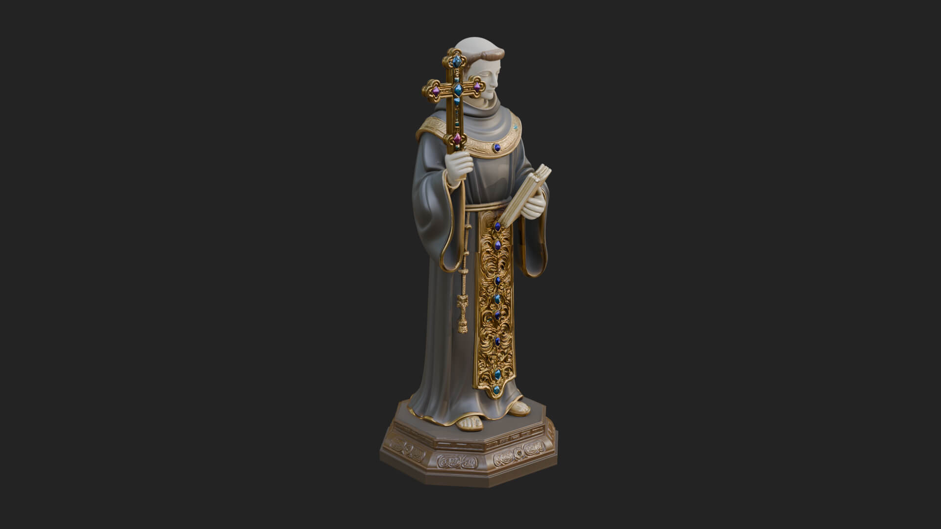 Robed Monk Saint Statue Design 2 3D Print Model 3D Model
