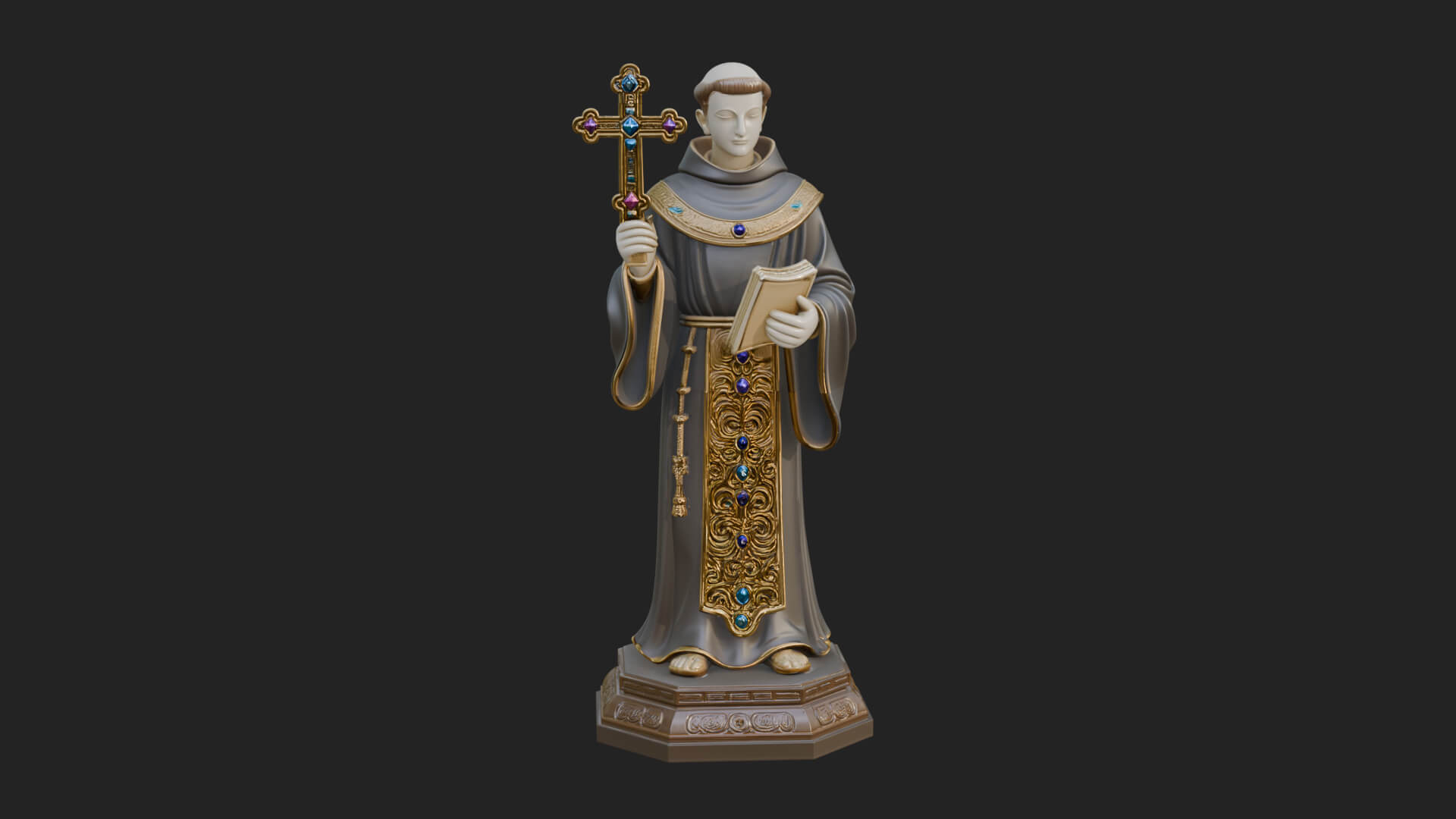 Robed Monk Saint Statue Design 2 3D Print Model 3D Model