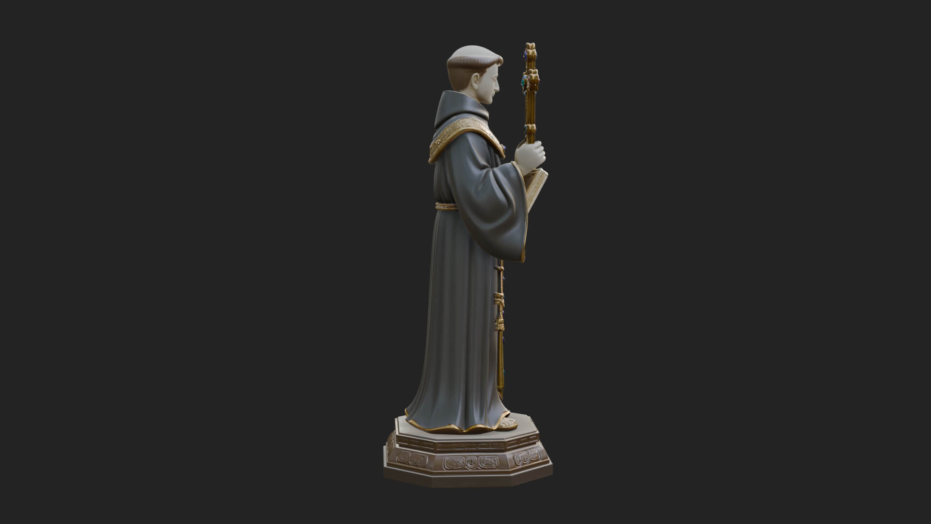 Robed Monk Saint Statue Design 2 3D Print Model 3D Model