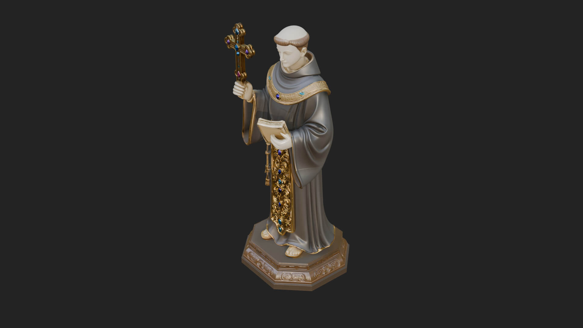 Robed Monk Saint Statue Design 2 3D Print Model 3D Model