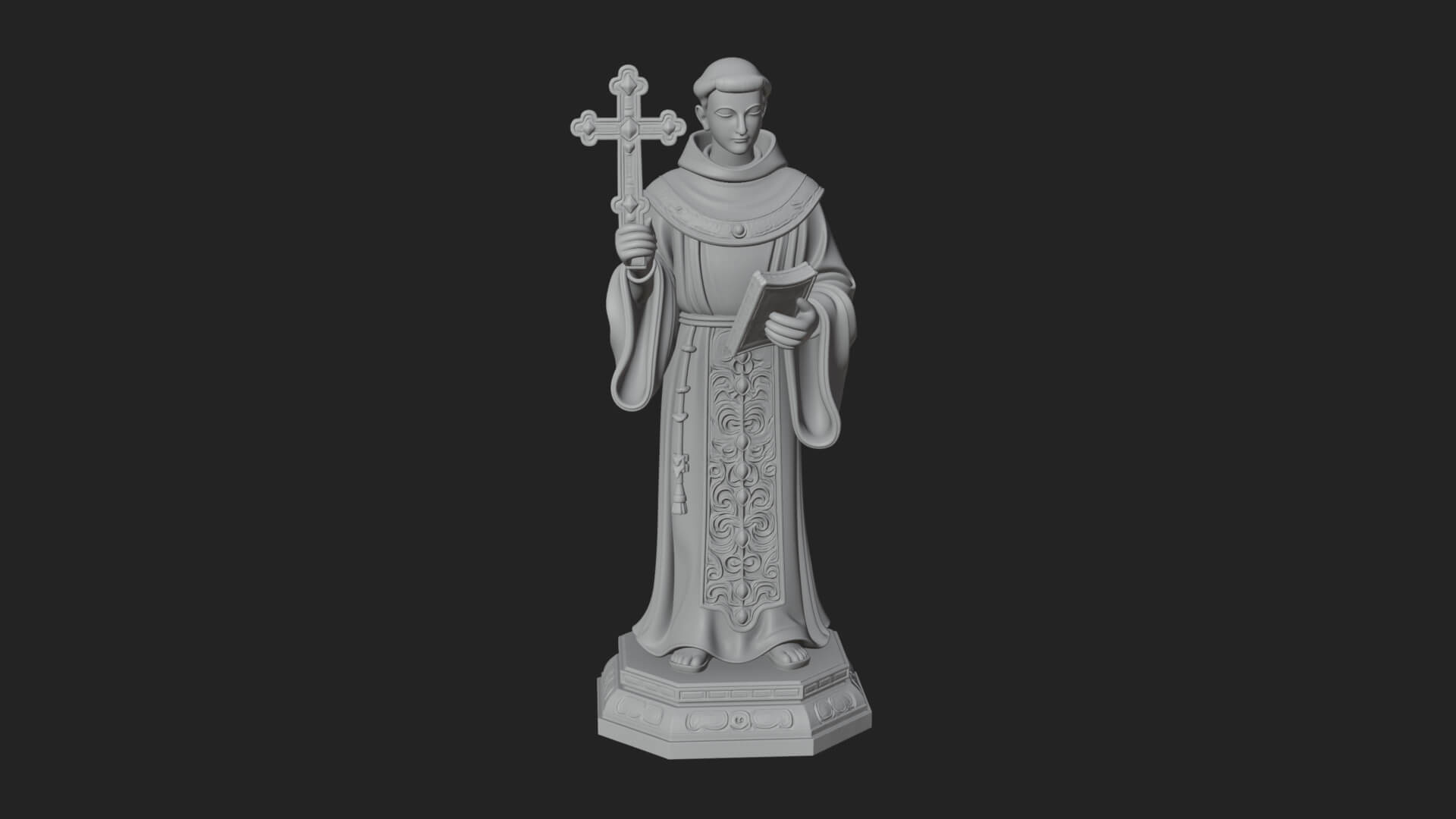 Robed Monk Saint Statue Design 2 3D Print Model 3D Model