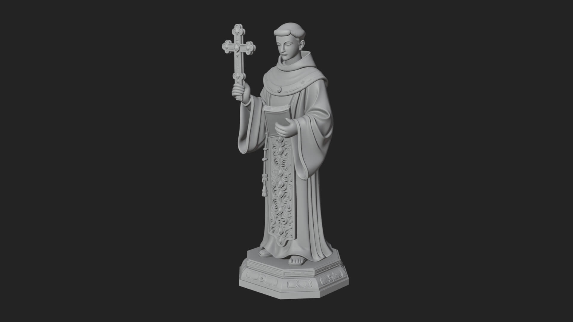 Robed Monk Saint Statue Design 2 3D Print Model 3D Model
