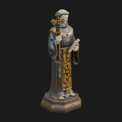 Robed Monk Saint Statue Design 2 3D Print Model