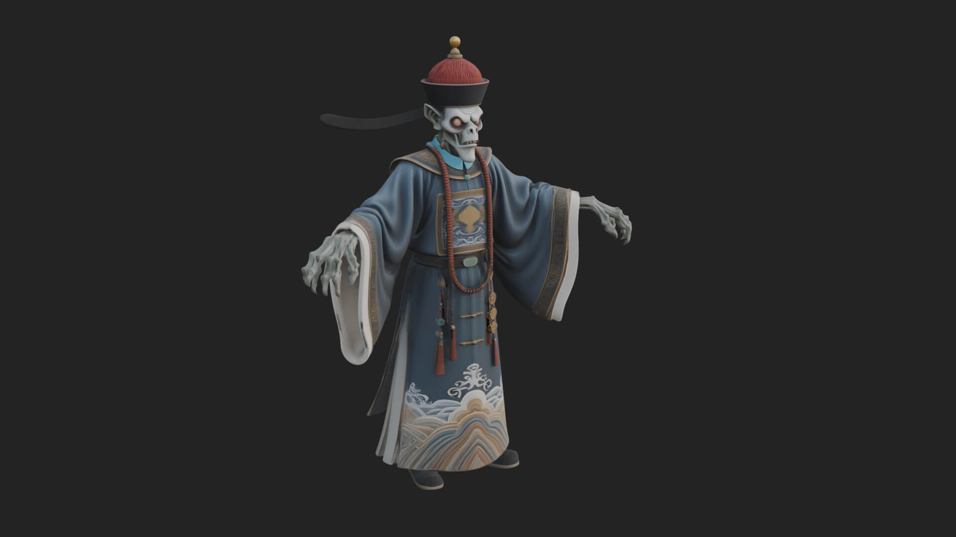 Robed Oriental Revenant Statue Design 1 3D Print Model 3D Model