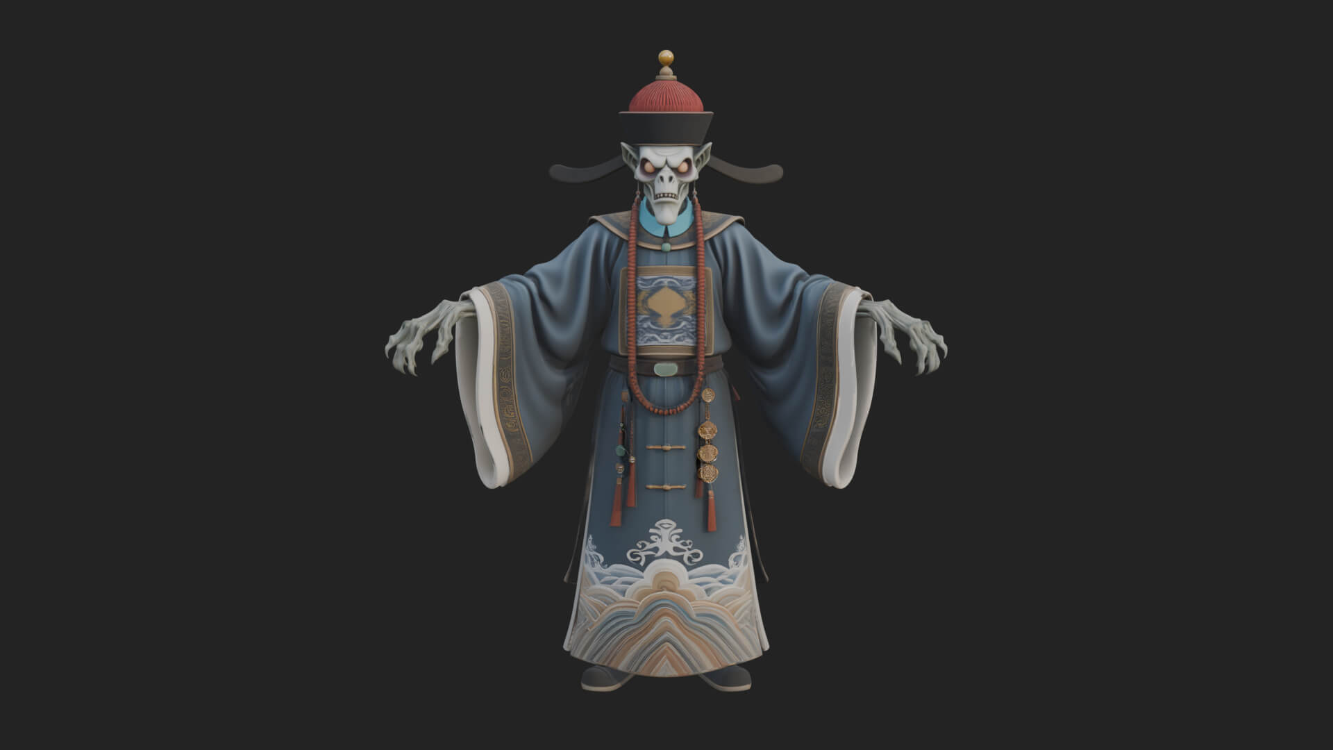 Robed Oriental Revenant Statue Design 1 3D Print Model 3D Model
