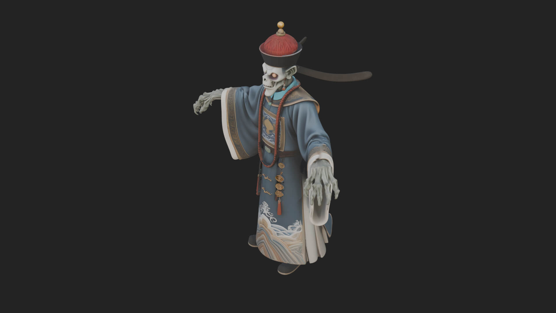 Robed Oriental Revenant Statue Design 1 3D Print Model 3D Model
