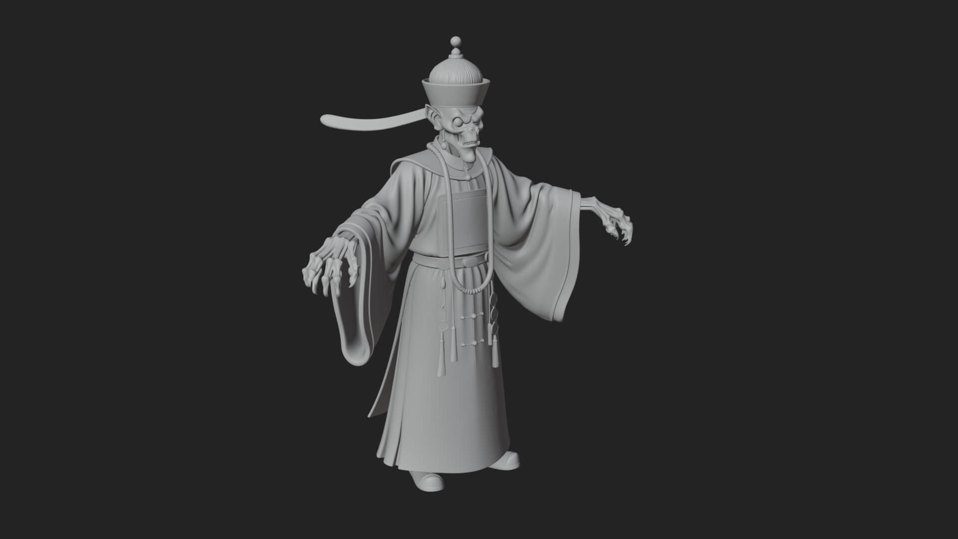 Robed Oriental Revenant Statue Design 1 3D Print Model 3D Model