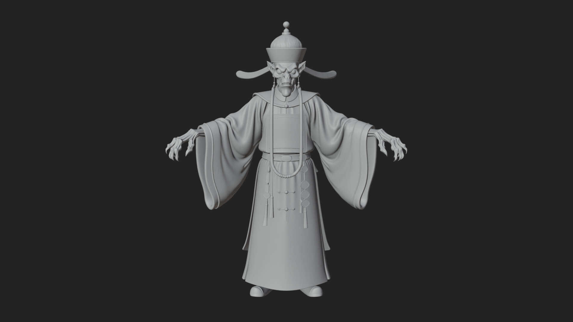 Robed Oriental Revenant Statue Design 1 3D Print Model 3D Model