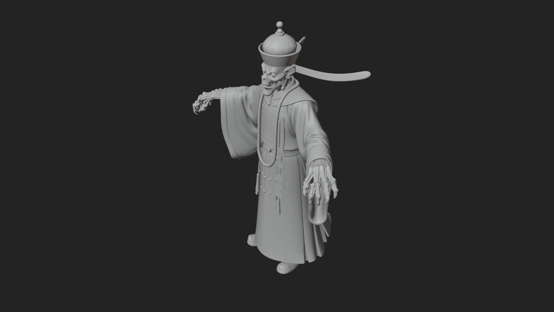Robed Oriental Revenant Statue Design 1 3D Print Model 3D Model