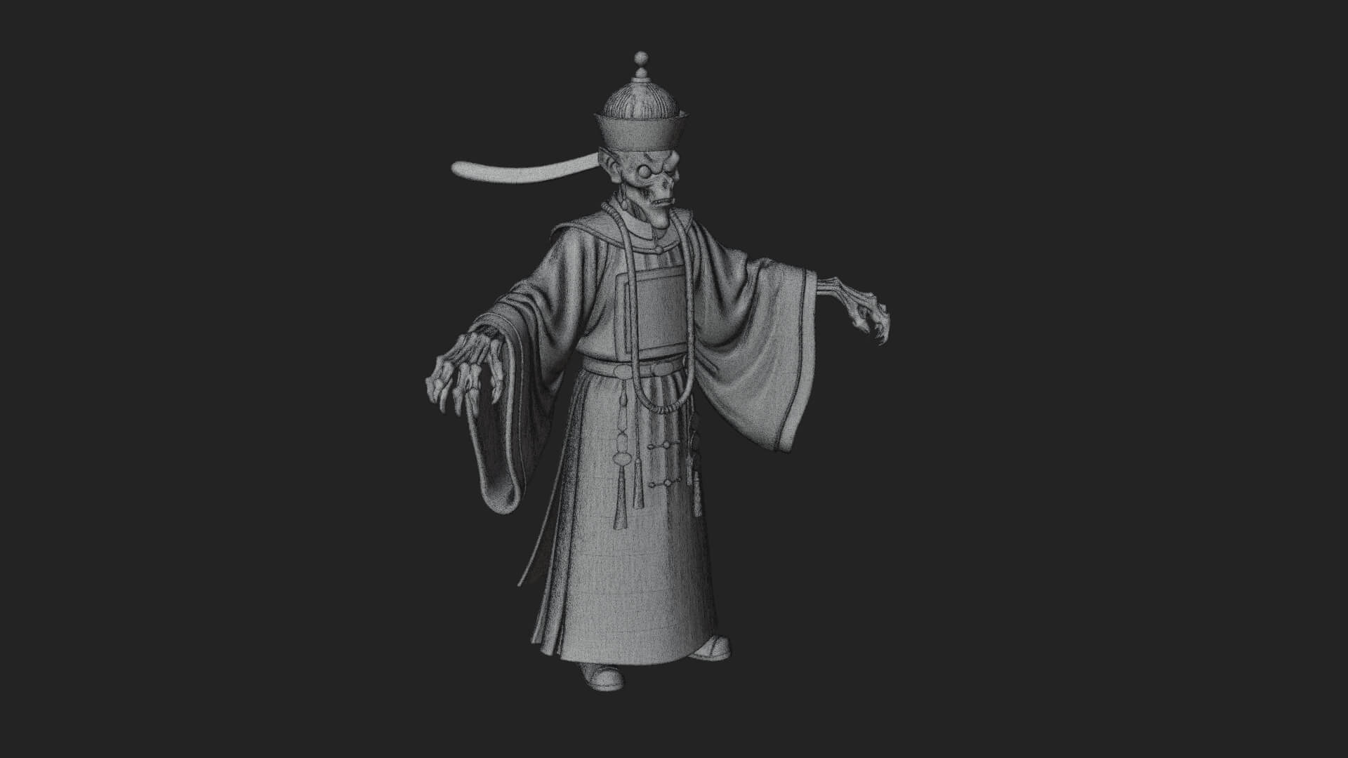 Robed Oriental Revenant Statue Design 1 3D Print Model 3D Model