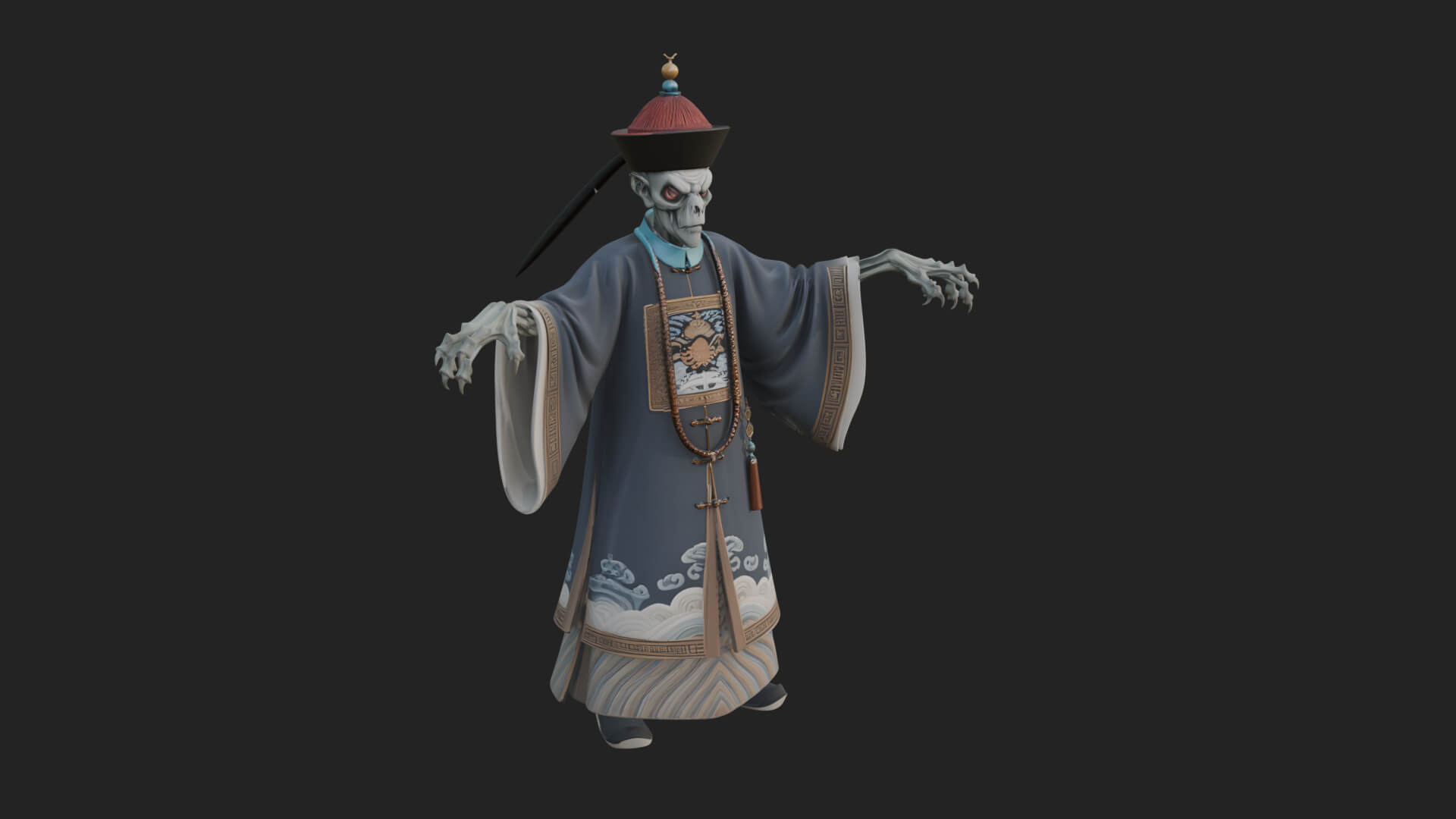 Robed Oriental Revenant Statue Design 2 3D Print Model 3D Model