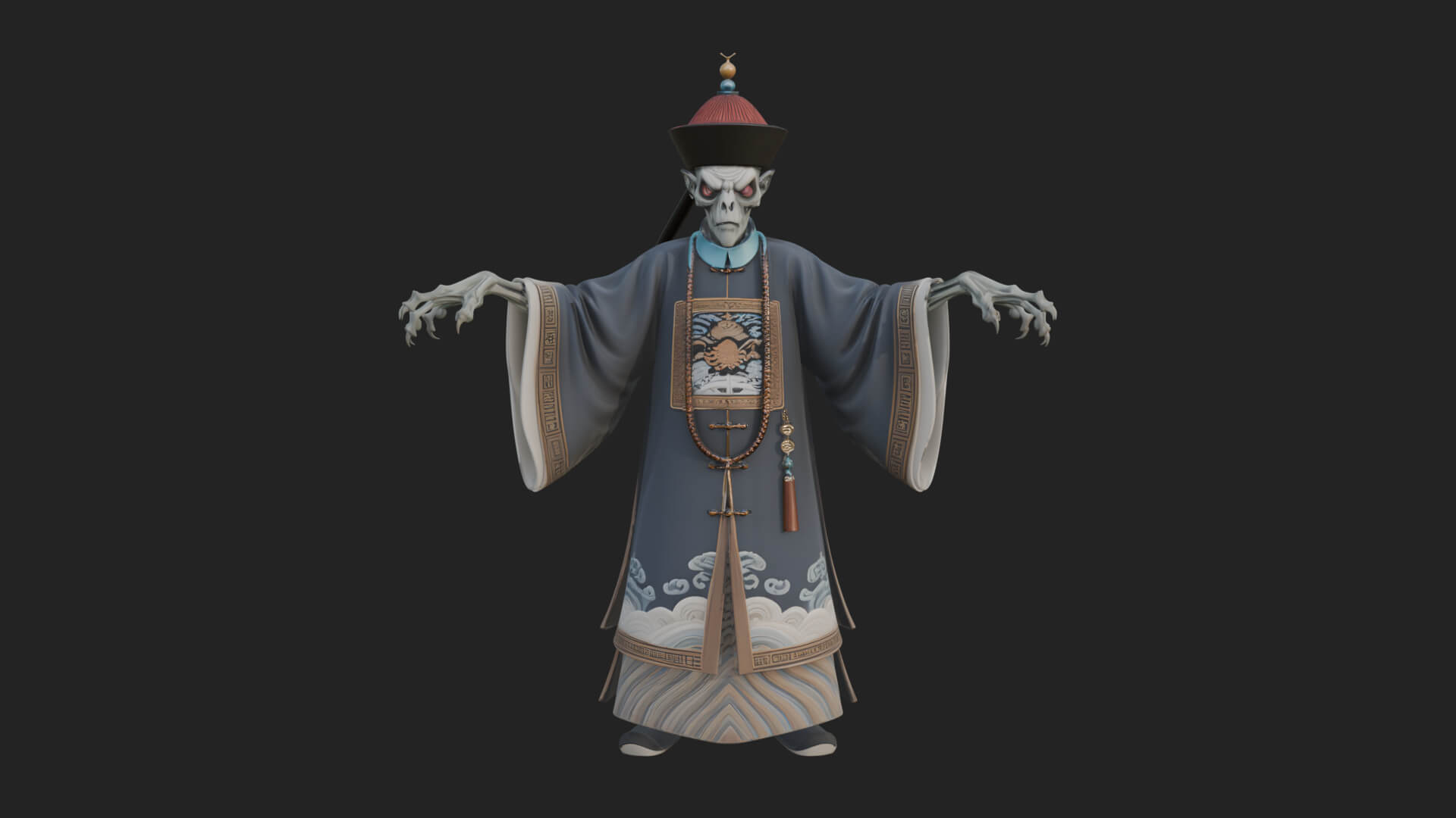 Robed Oriental Revenant Statue Design 2 3D Print Model 3D Model