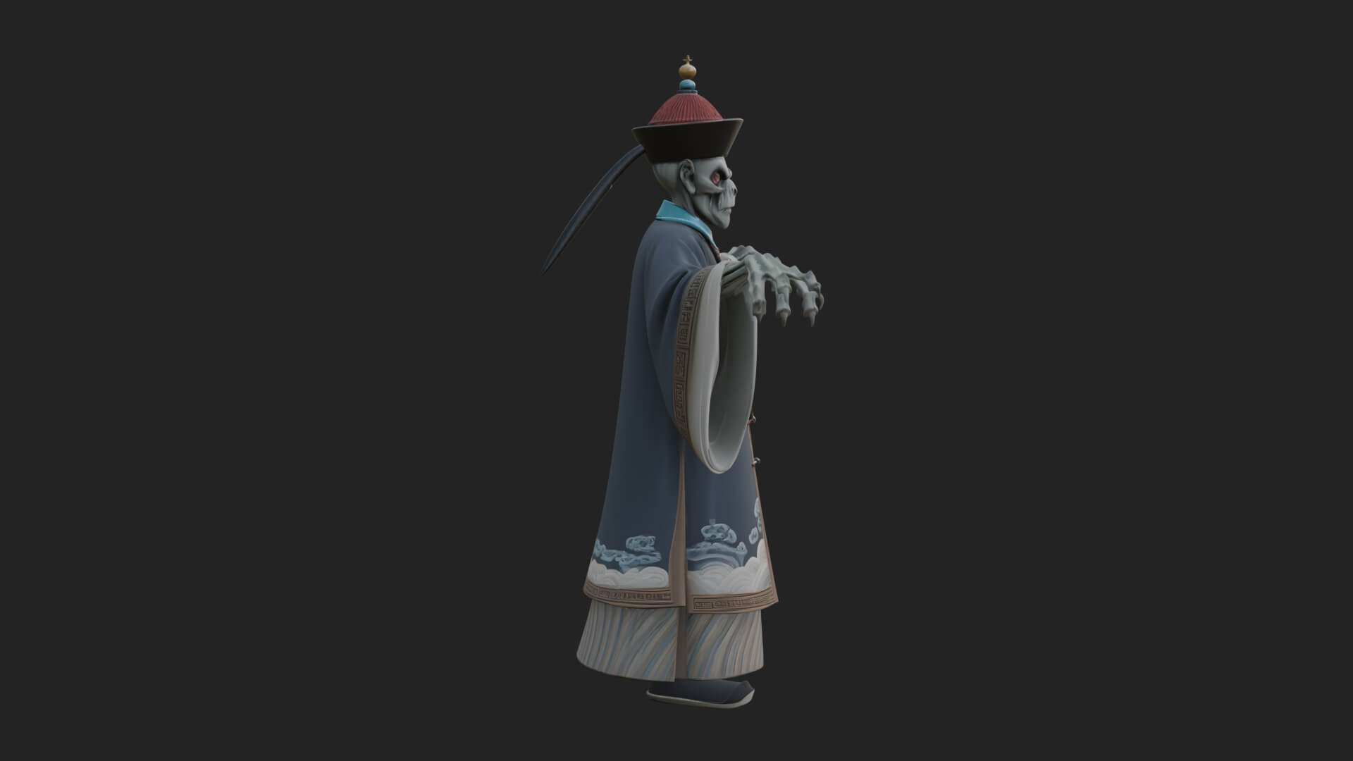 Robed Oriental Revenant Statue Design 2 3D Print Model 3D Model
