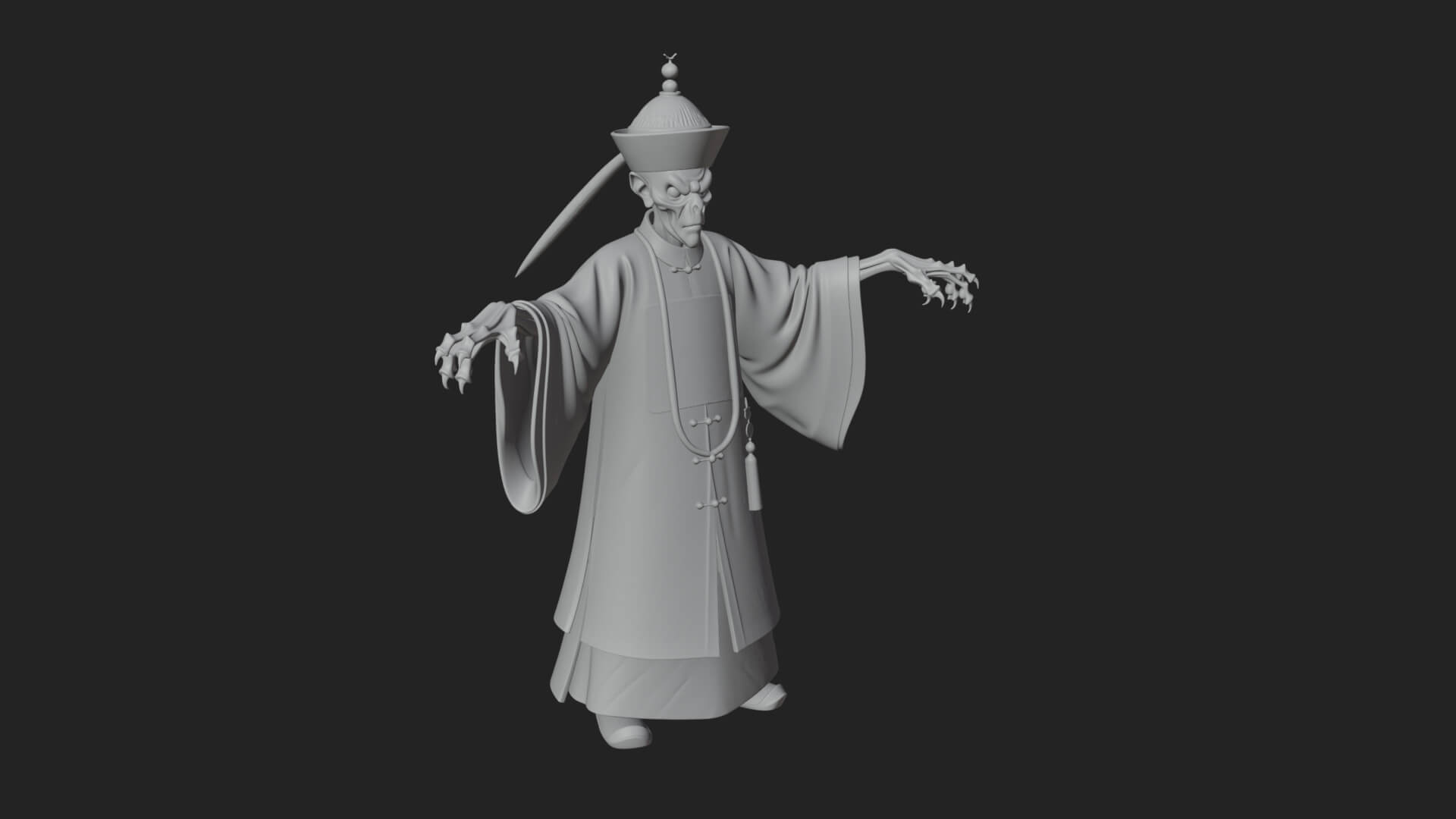 Robed Oriental Revenant Statue Design 2 3D Print Model 3D Model