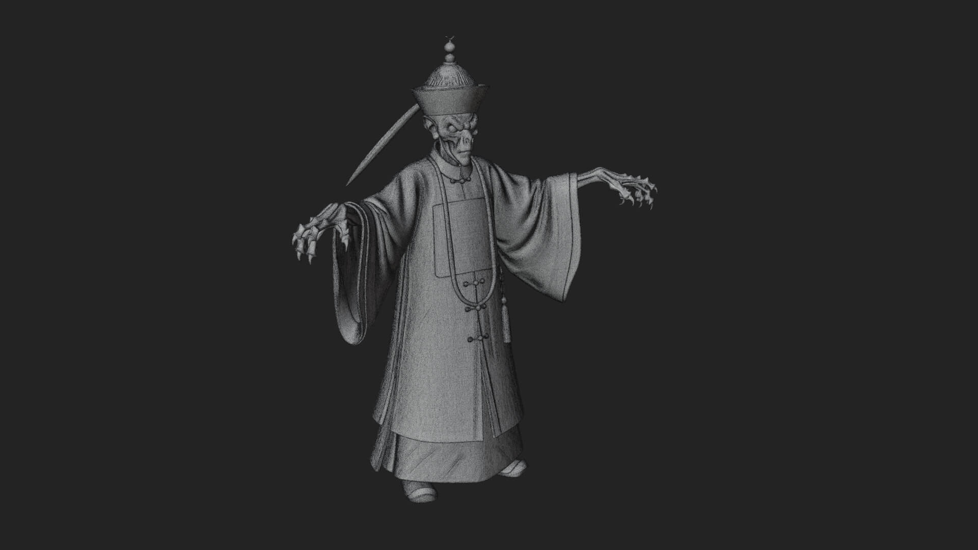 Robed Oriental Revenant Statue Design 2 3D Print Model 3D Model