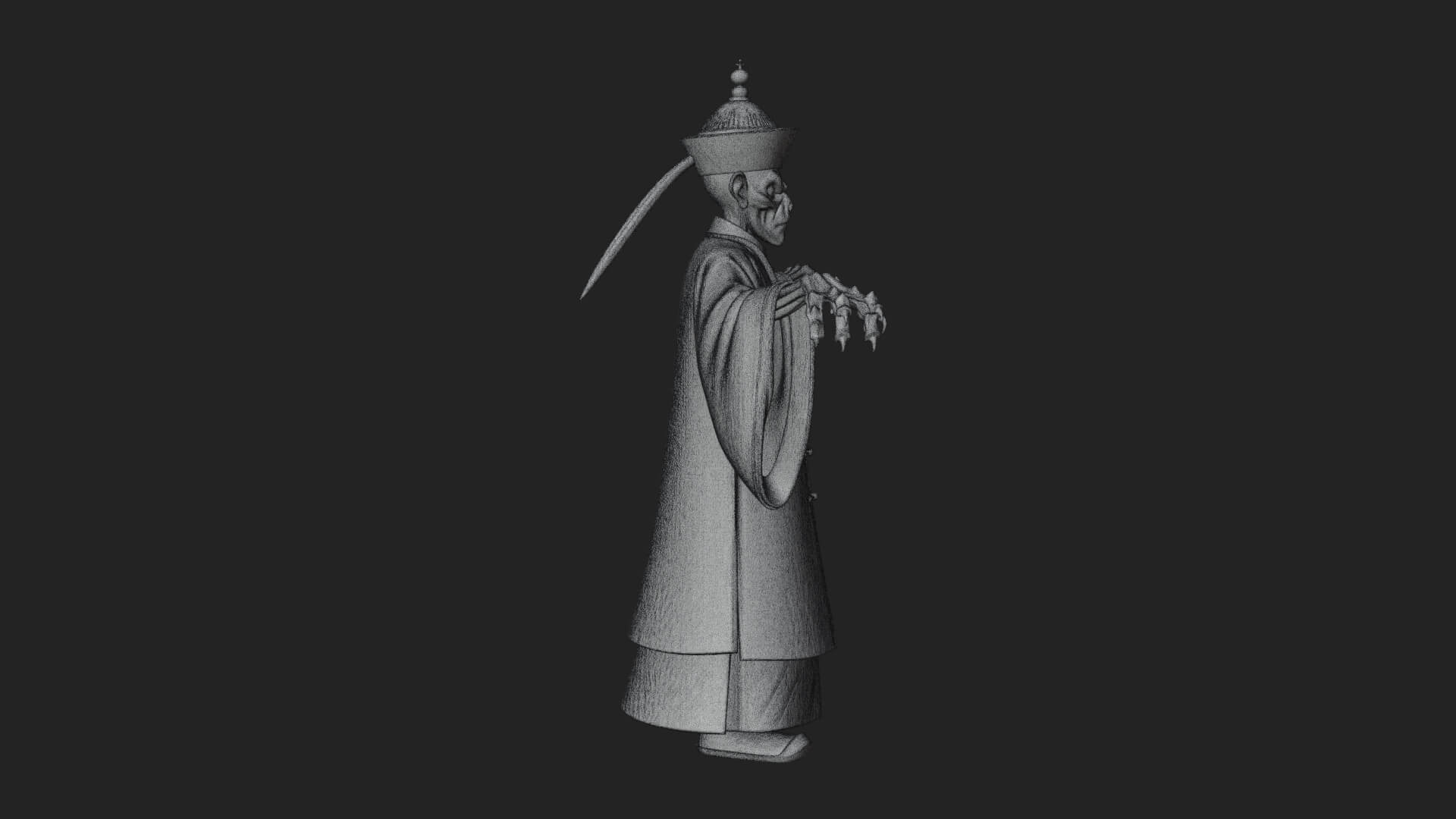 Robed Oriental Revenant Statue Design 2 3D Print Model 3D Model