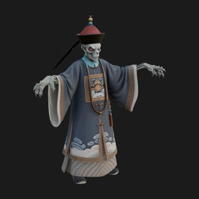 Robed Oriental Revenant Statue Design 2 3D Print Model