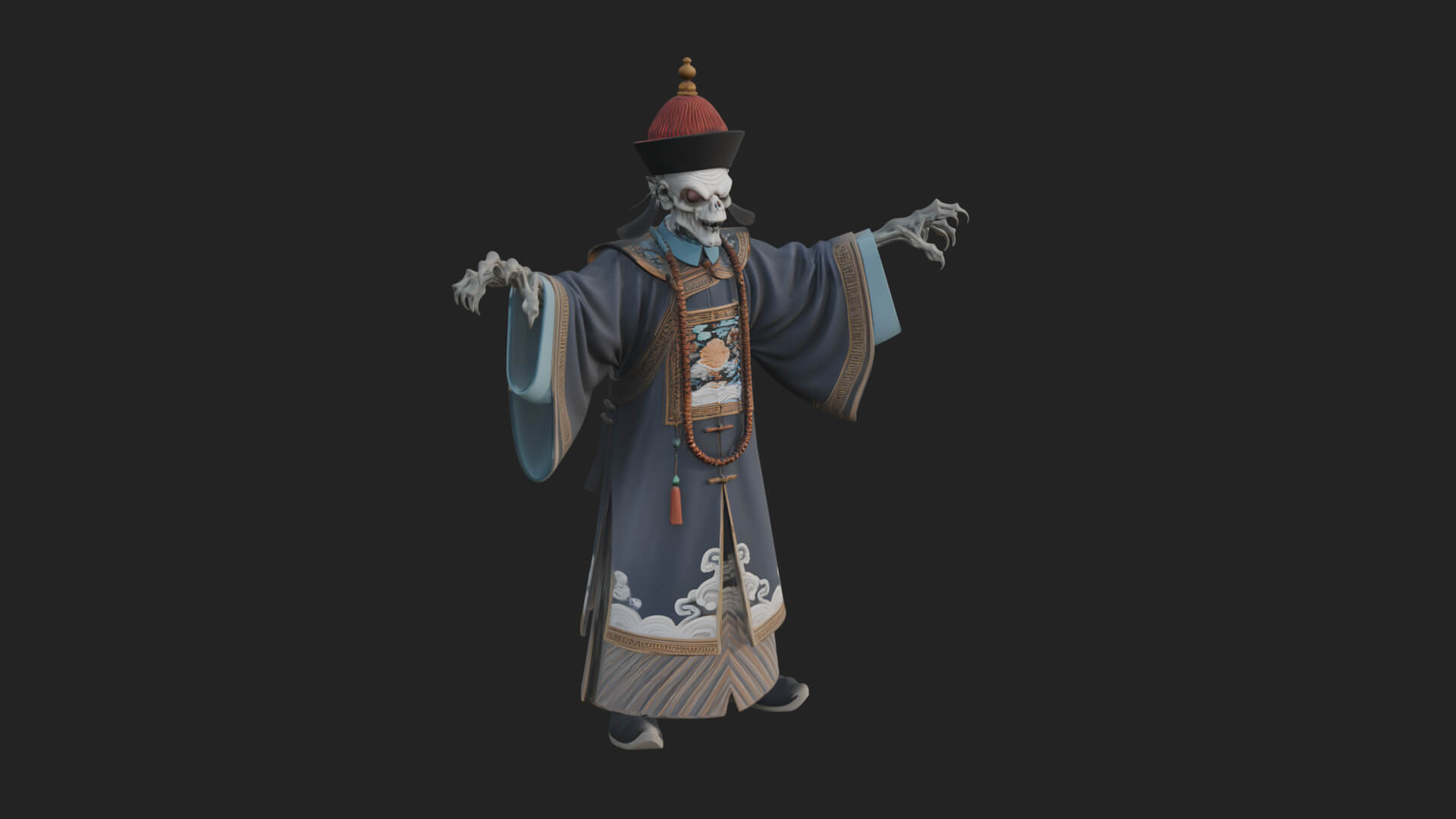 Robed Oriental Revenant Statue Design 3 3D Print Model 3D Model