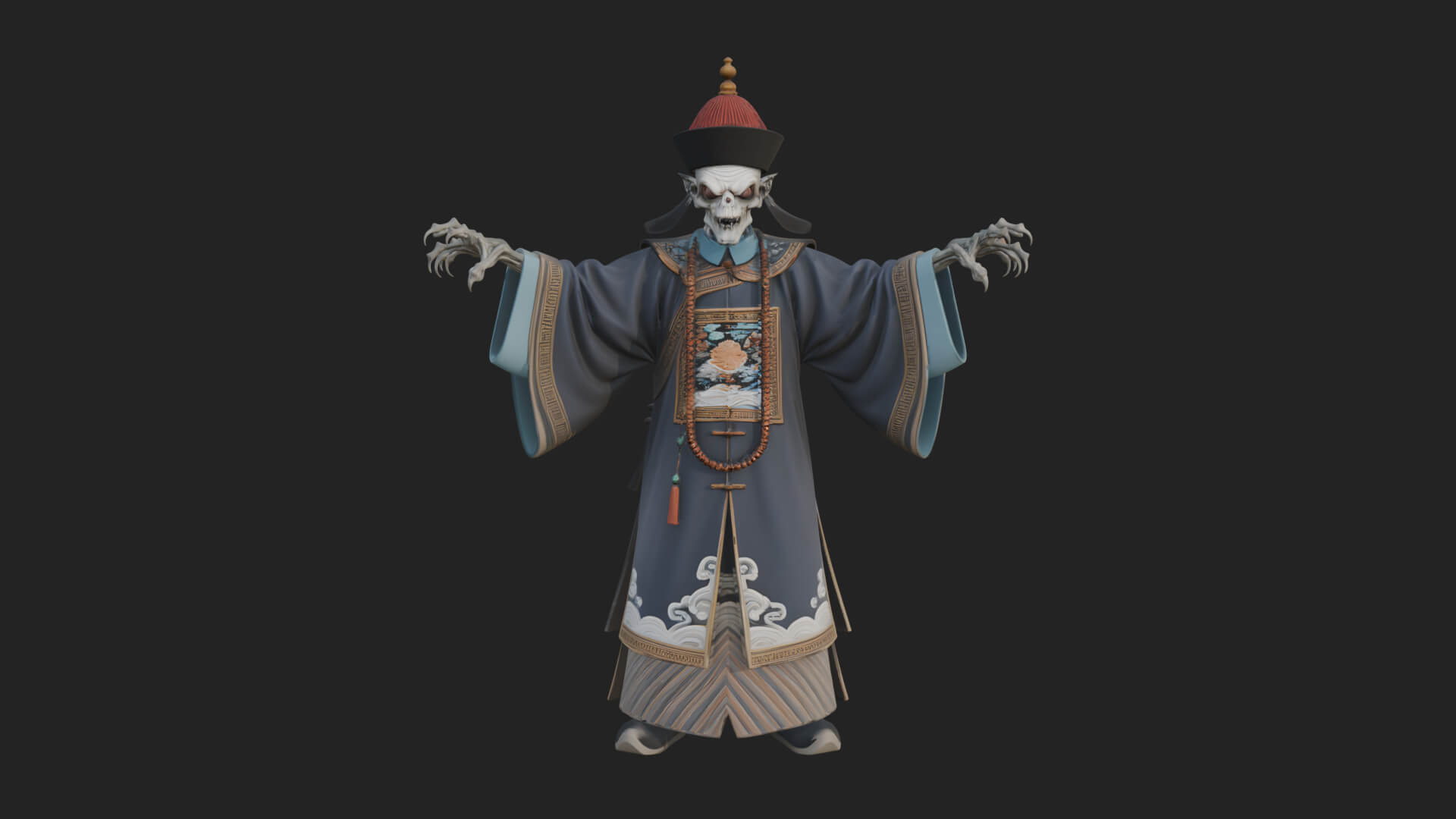 Robed Oriental Revenant Statue Design 3 3D Print Model 3D Model