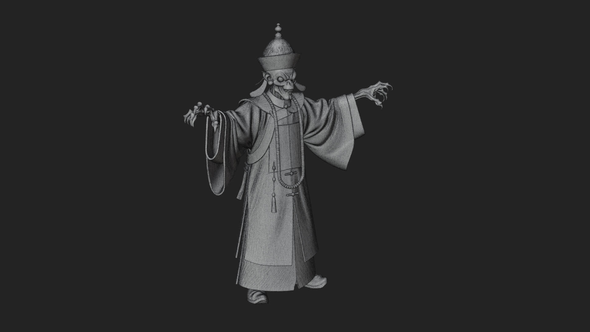 Robed Oriental Revenant Statue Design 3 3D Print Model 3D Model