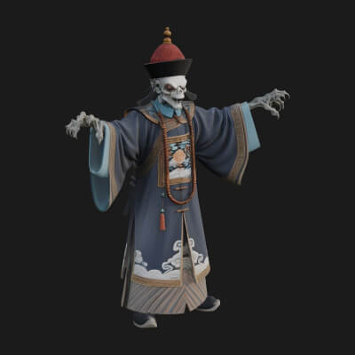 Robed Oriental Revenant Statue Design 3 3D Print Model
