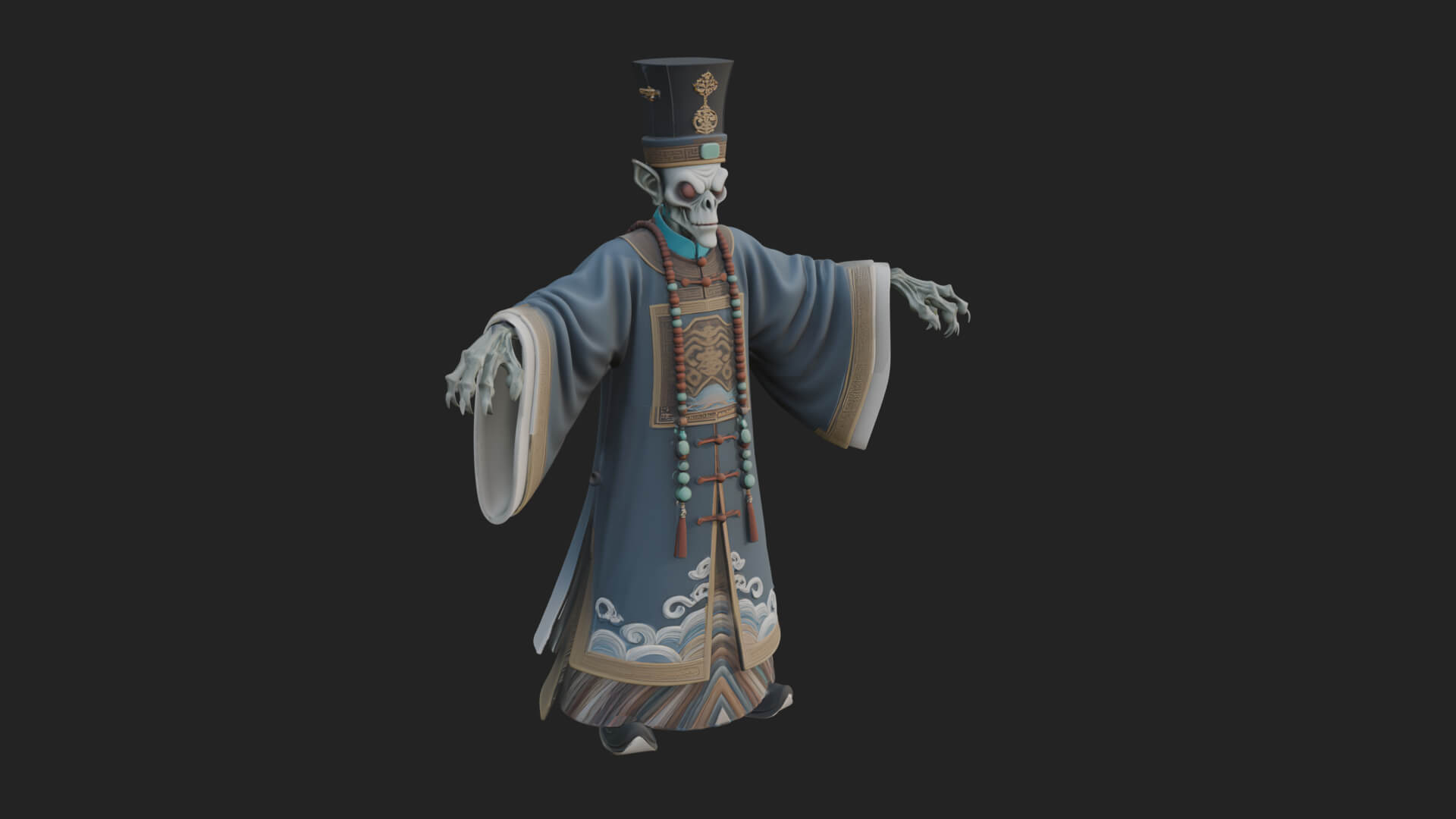 Robed Oriental Revenant Statue Design 4 3D Print Model 3D Model