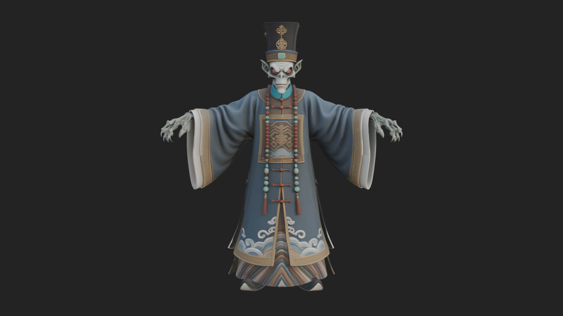 Robed Oriental Revenant Statue Design 4 3D Print Model 3D Model