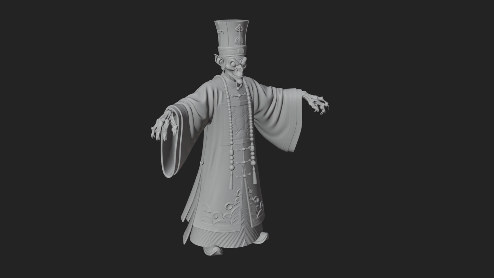 Robed Oriental Revenant Statue Design 4 3D Print Model 3D Model