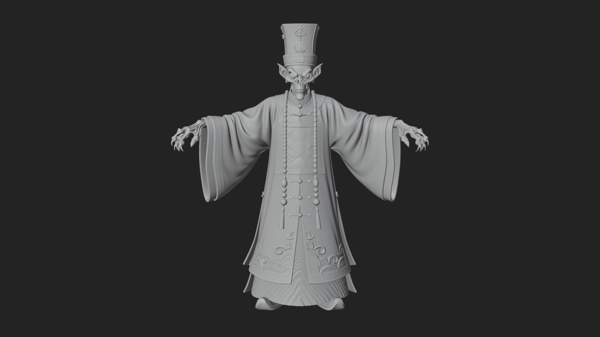 Robed Oriental Revenant Statue Design 4 3D Print Model 3D Model