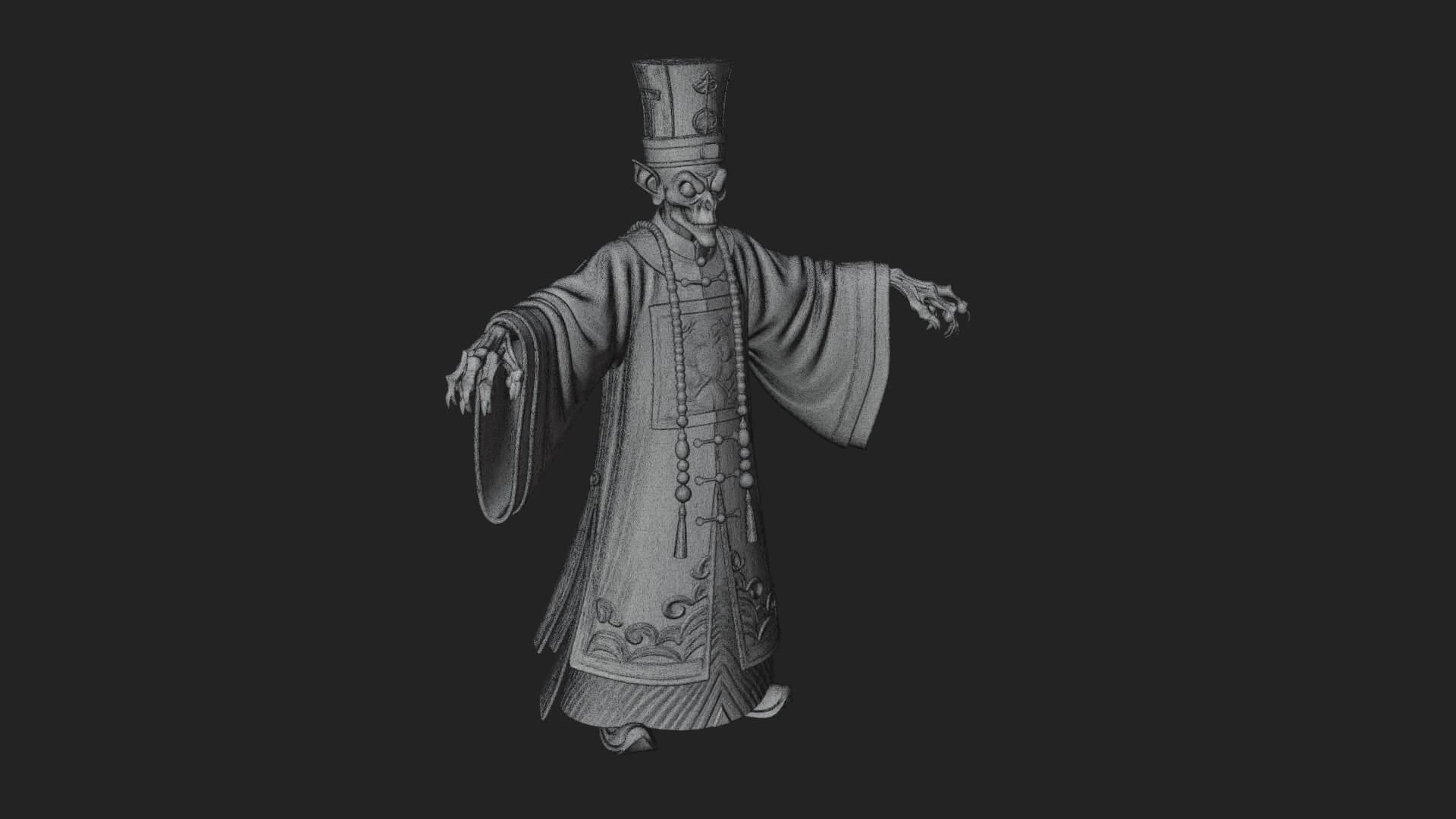 Robed Oriental Revenant Statue Design 4 3D Print Model 3D Model