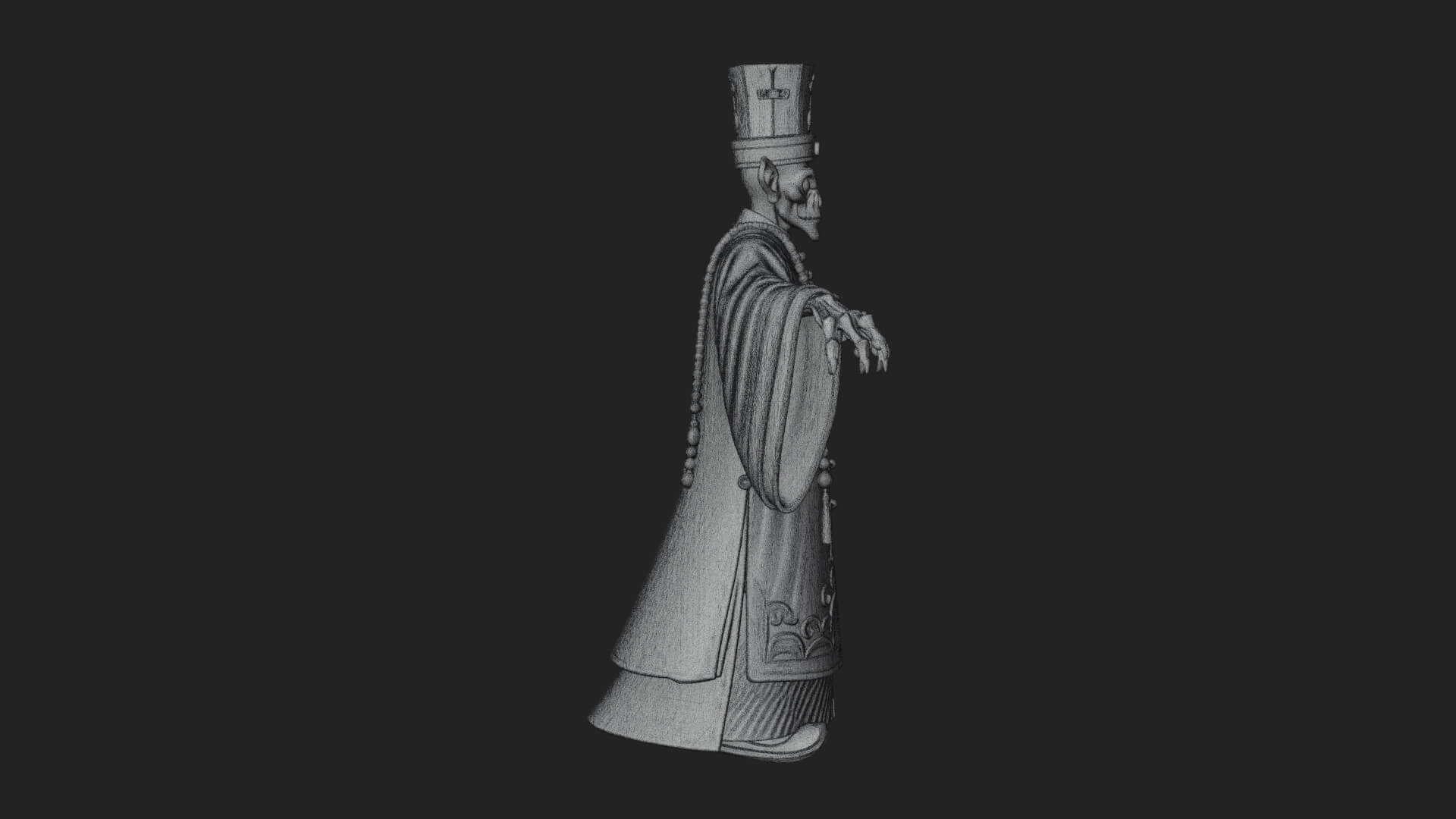 Robed Oriental Revenant Statue Design 4 3D Print Model 3D Model