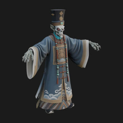 Robed Oriental Revenant Statue Design 4 3D Print Model