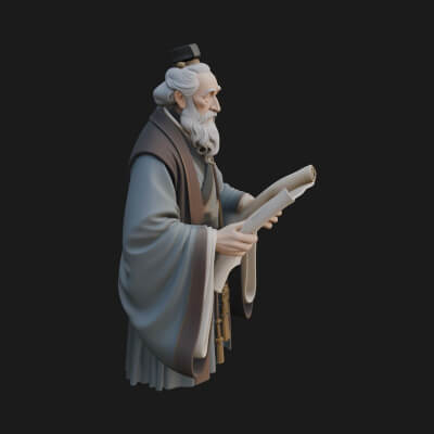 Robed Scholar Statue Design 1 3D Print Model