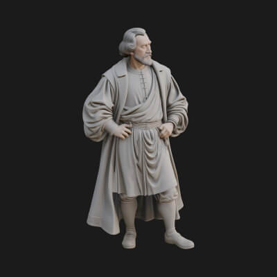 Robed Scholar Statue Design 3 3D Print Model