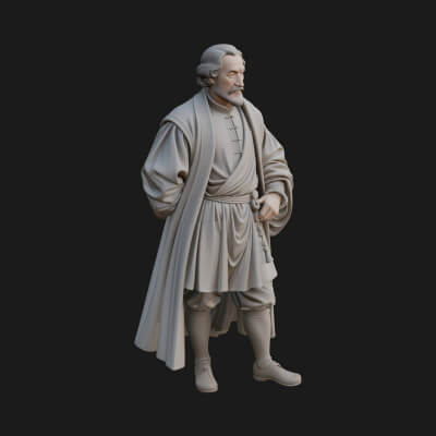 Robed Scholar Statue Design 4 3D Print Model