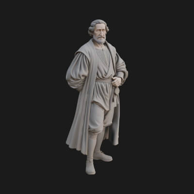Robed Scholar Statue Design 5 3D Print Model