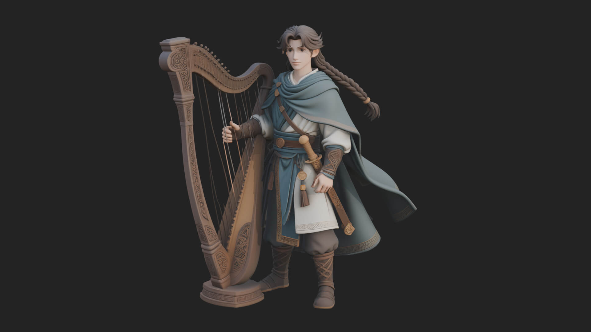 Robed Scholar Statue Design 7 3D Print Model 3D Model