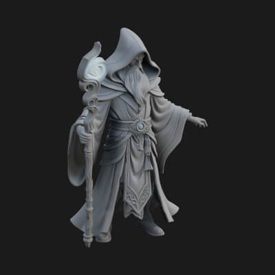 Robed Wizard Statue Design 1 3D Print Model