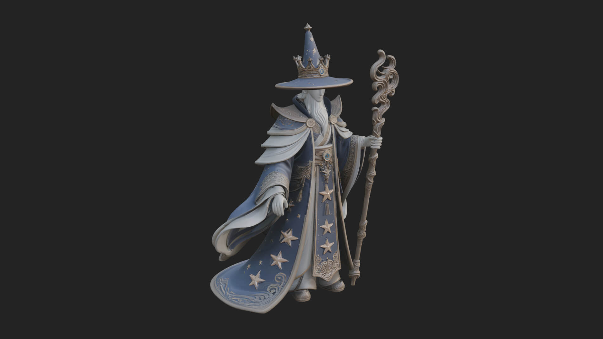 Robed Wizard Statue Design 10 3D Print Model 3D Model
