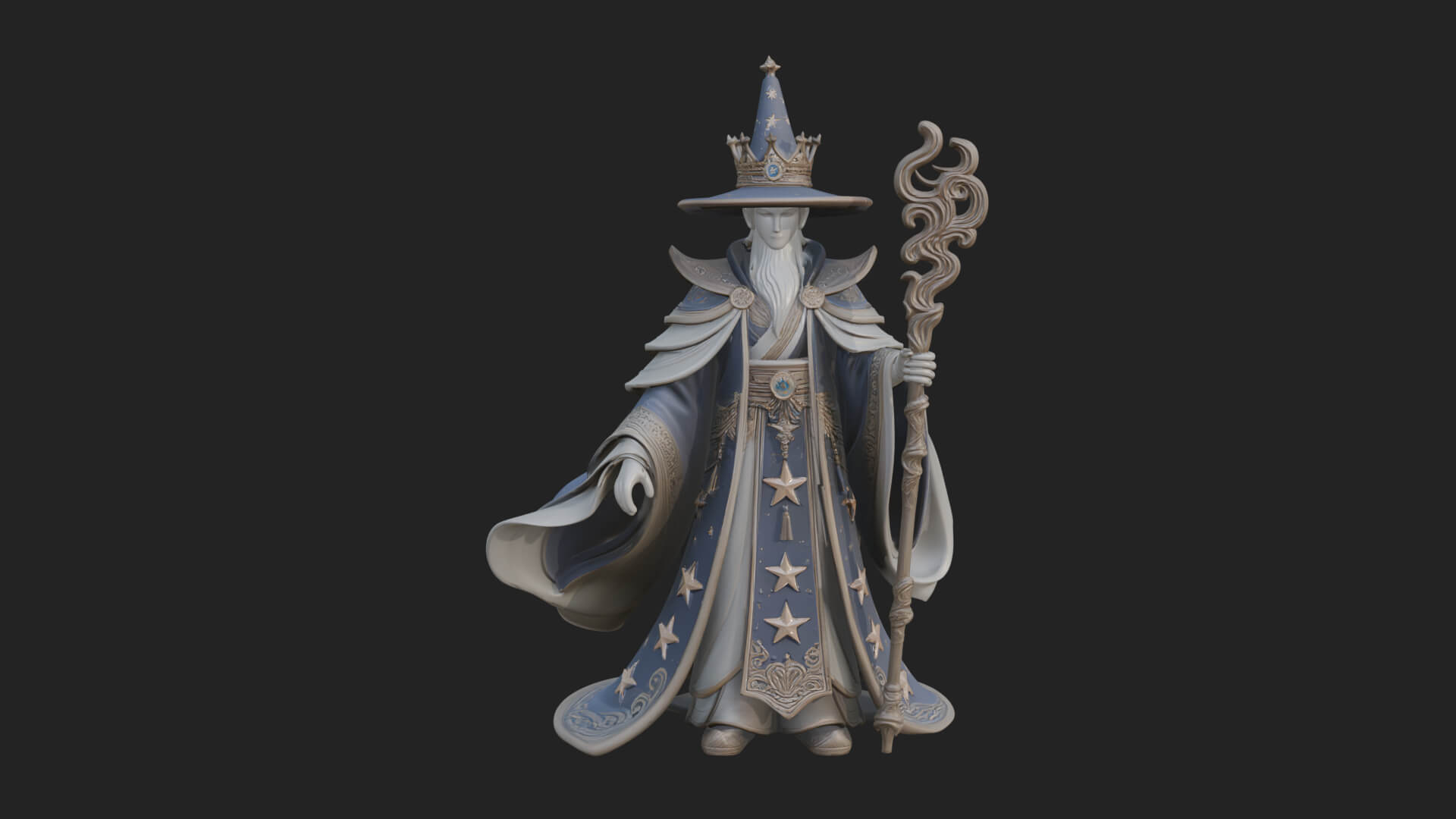 Robed Wizard Statue Design 10 3D Print Model 3D Model