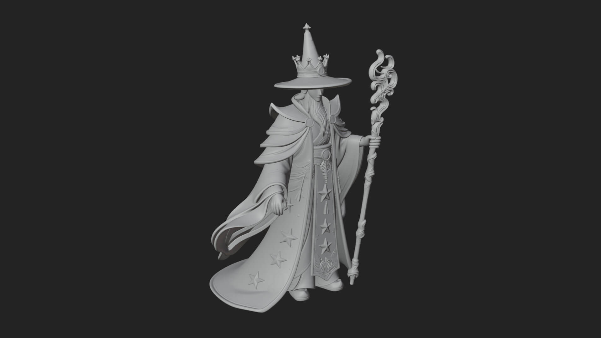 Robed Wizard Statue Design 10 3D Print Model 3D Model