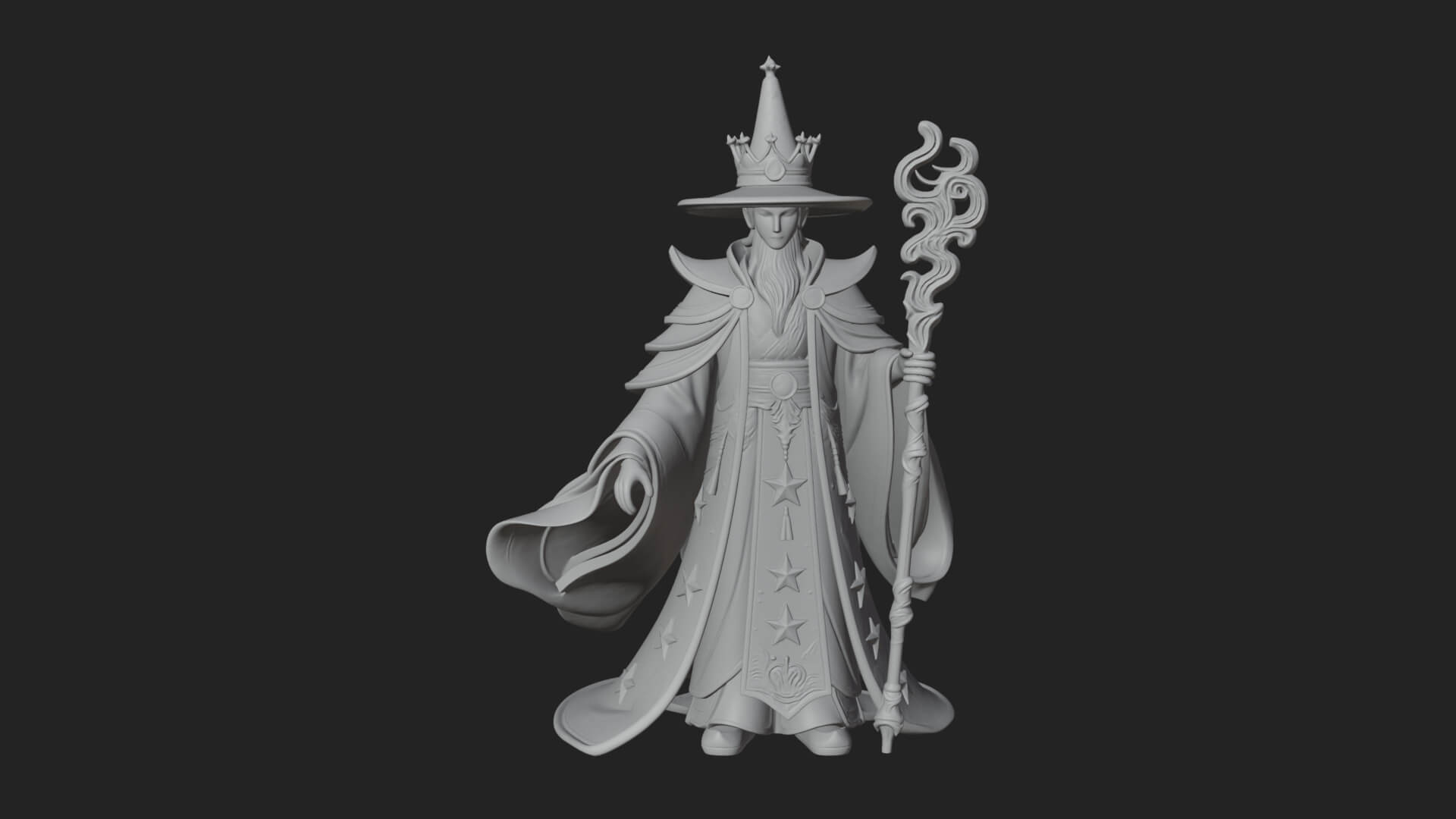 Robed Wizard Statue Design 10 3D Print Model 3D Model