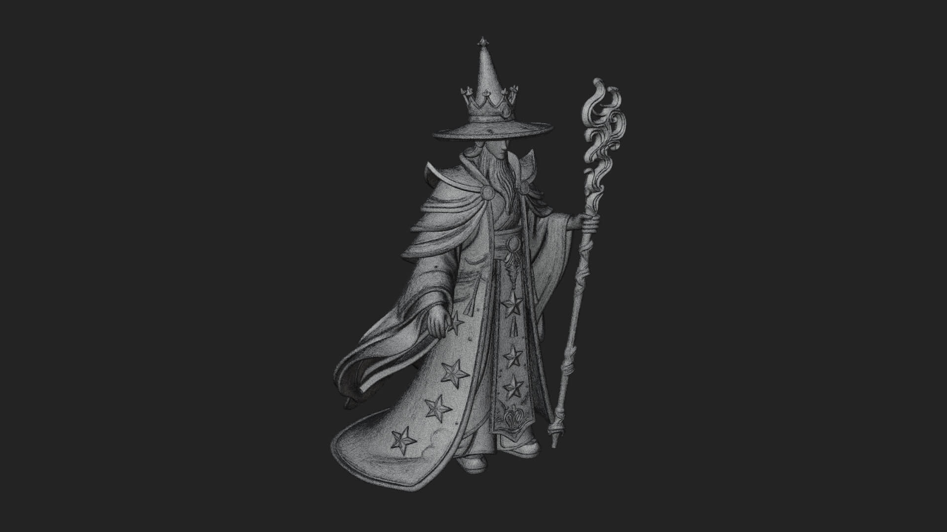 Robed Wizard Statue Design 10 3D Print Model 3D Model