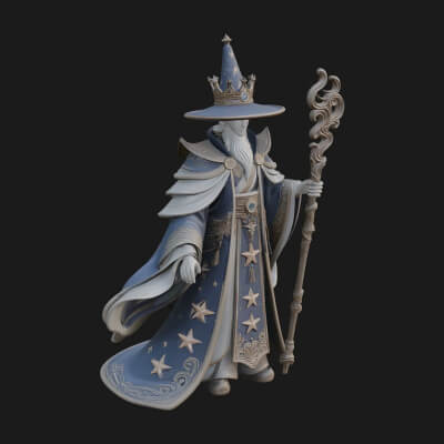 Robed Wizard Statue Design 10 3D Print Model