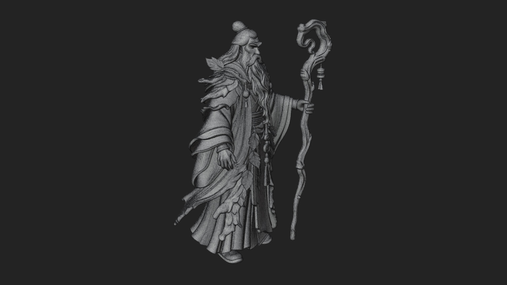 Robed Wizard Statue Design 12 3D Print Model 3D Model