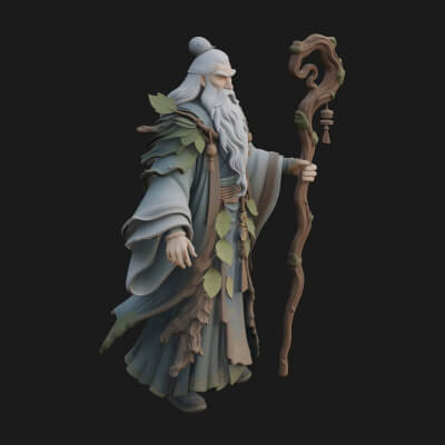 Robed Wizard Statue Design 12 3D Print Model