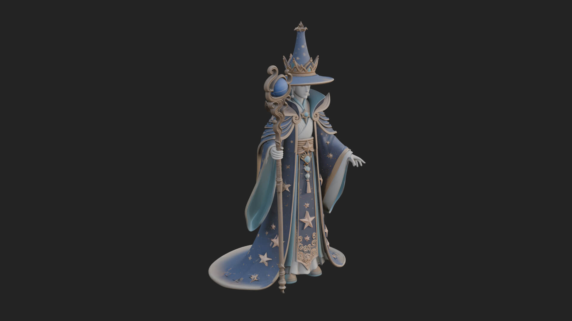 Robed Wizard Statue Design 14 3D Print Model 3D Model