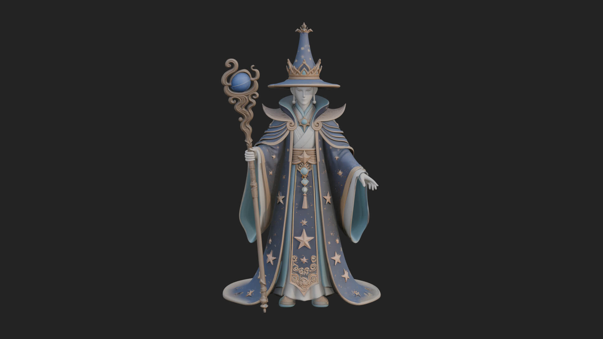 Robed Wizard Statue Design 14 3D Print Model 3D Model